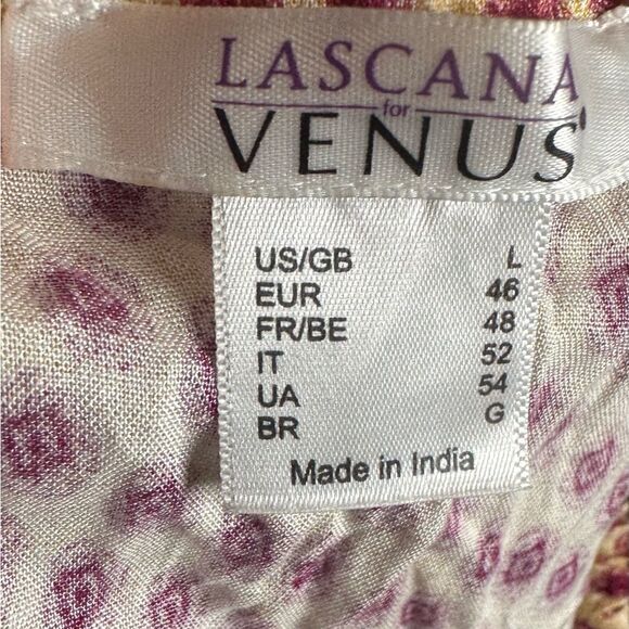 Lascana for Venus on or off shoulder ivory and wine berry print top size large - Picture 7 of 9